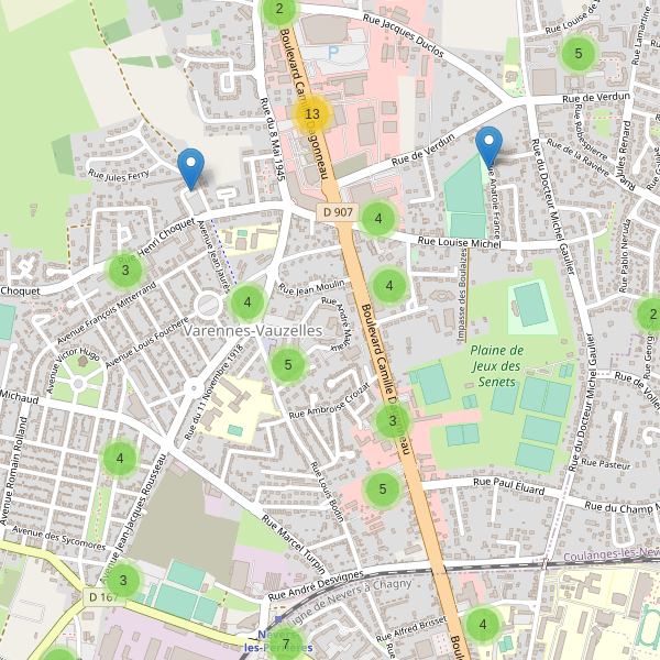 Carte des parkings à Varennes-Vauzelles Thumbnail