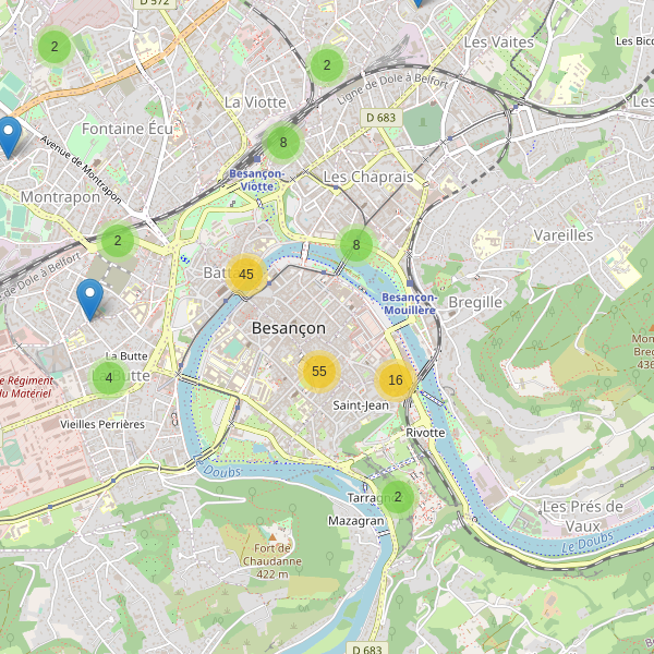 Thumbnail Carte des restaurants à Besançon