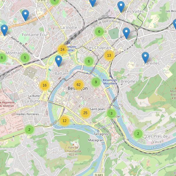 Carte des stationnement-velos à Besançon Thumbnail