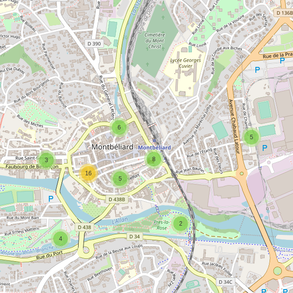 Carte des stationnement-velos à Montbéliard Thumbnail