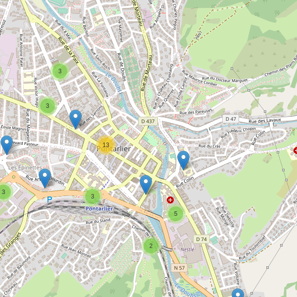 Carte des stationnement-velos à Pontarlier Thumbnail
