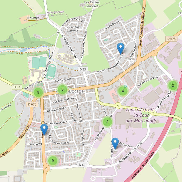 Carte des parkings à Villers-Bocage (Calvados) Thumbnail