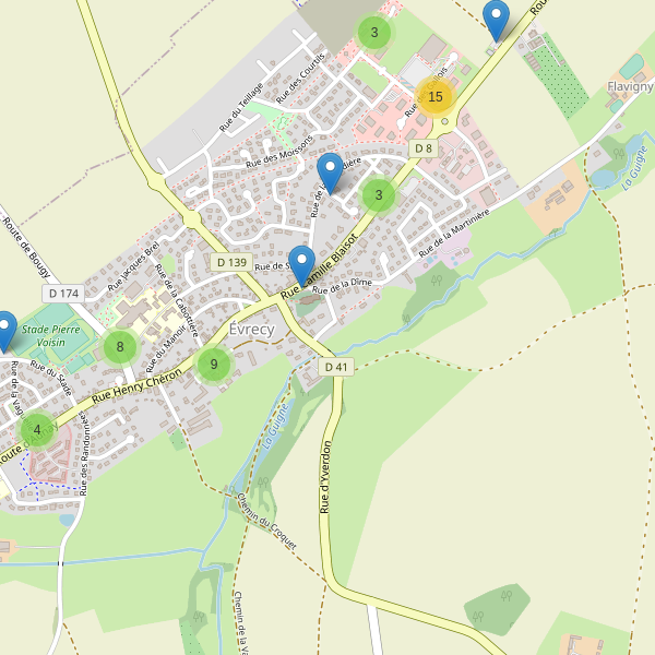 Carte des parkings à Évrecy Thumbnail