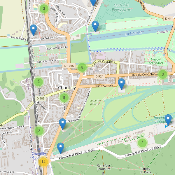 Thumbnail Carte des parkings à Chantilly