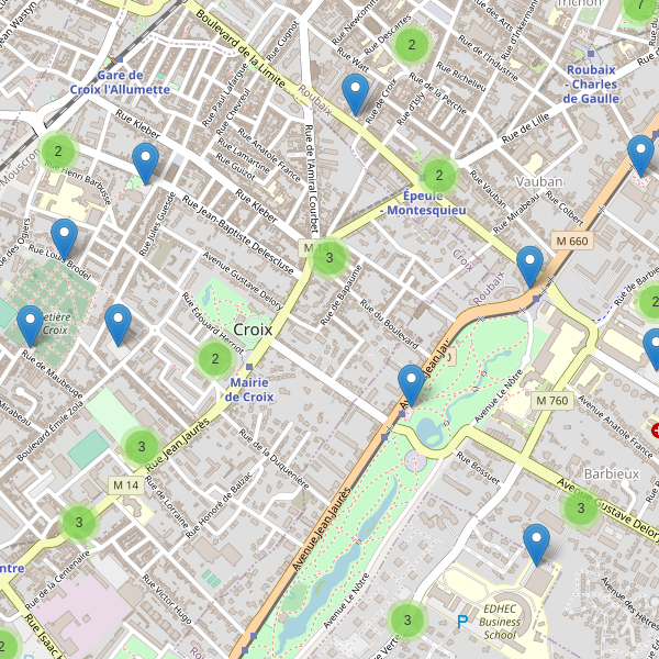 Carte des parkings à Croix (Nord) Thumbnail