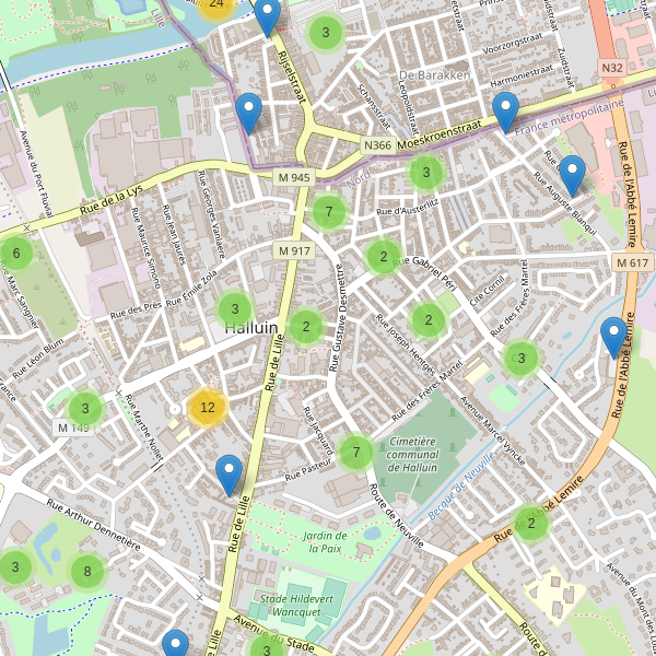 Carte des parkings à Halluin Thumbnail