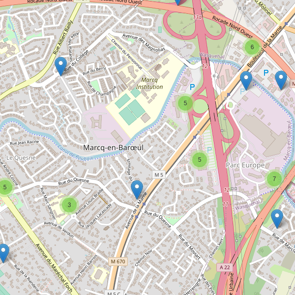 Carte des parkings à Marcq-en-Barœul Thumbnail