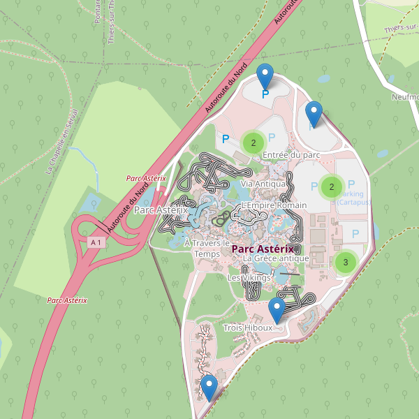 Carte des parkings à Parc Astérix Thumbnail