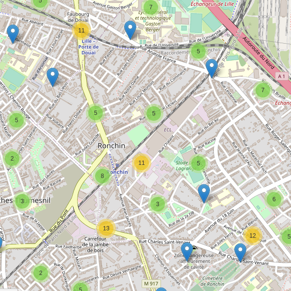 Carte des parkings à Ronchin Thumbnail