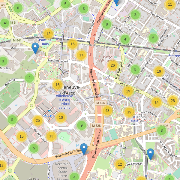 Thumbnail Carte des parkings à Villeneuve-d'Ascq