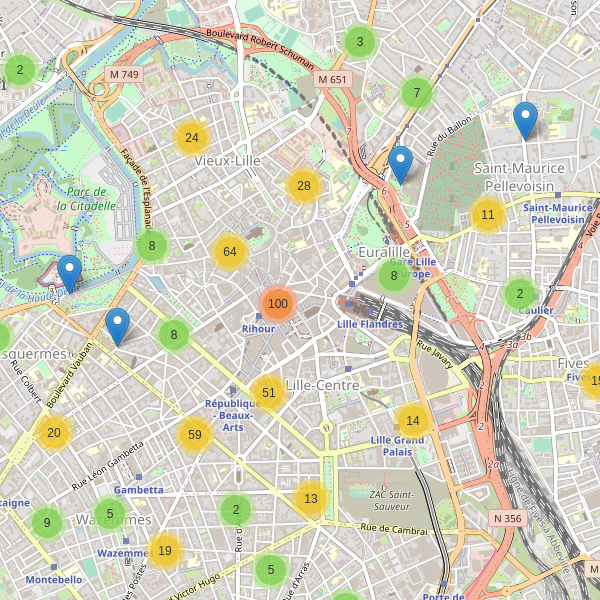 Thumbnail Carte des restaurants à Lille