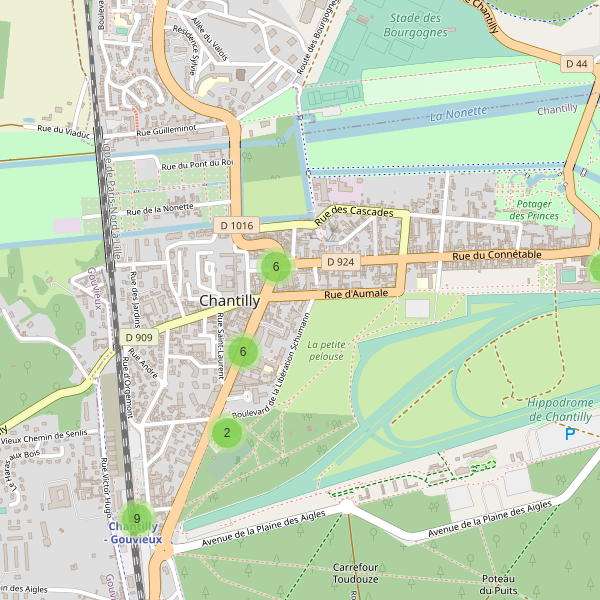 Carte des stationnement-velos à Chantilly Thumbnail