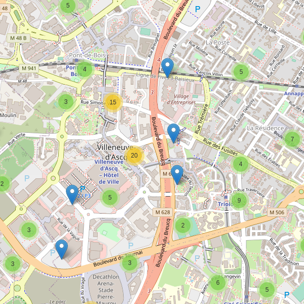 Carte des stationnement-velos à Villeneuve-d'Ascq Thumbnail