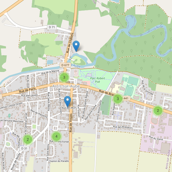 Carte des parkings à Arcis-sur-Aube Thumbnail