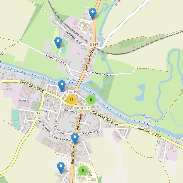 Carte des parkings à Attigny (Ardennes) Thumbnail
