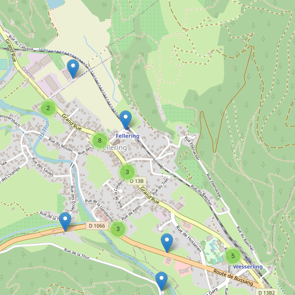 Carte des parkings à Fellering Thumbnail