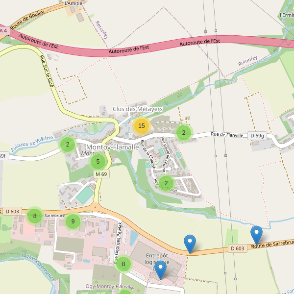 Carte des parkings à Montoy-Flanville Thumbnail