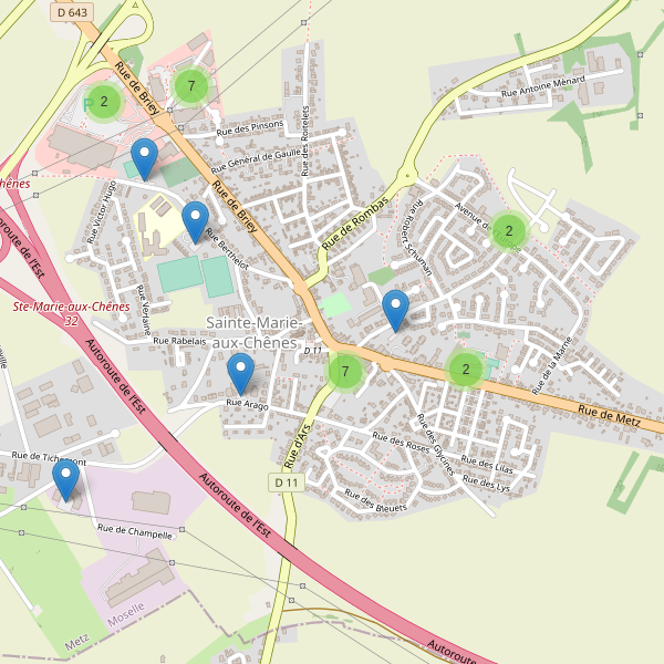 Carte des parkings à Sainte-Marie-aux-Chênes Thumbnail