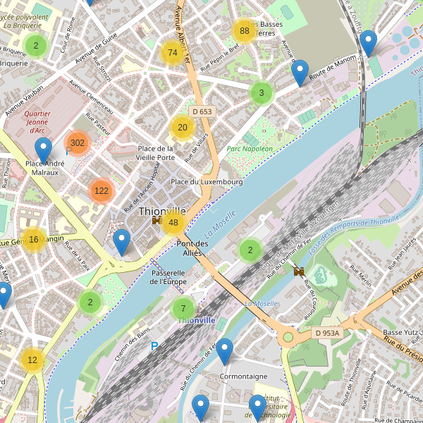 Carte des parkings à Thionville (Moselle) Thumbnail