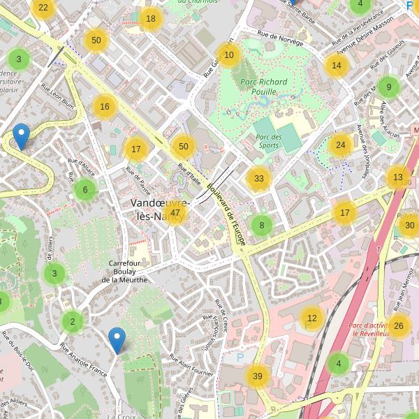 Carte des parkings à Vandœuvre-lès-Nancy Thumbnail