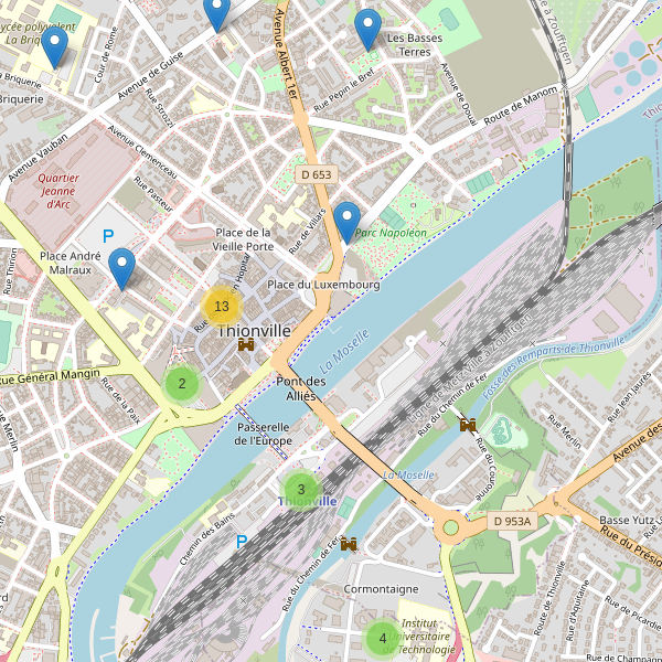 Carte des stationnement-velos à Thionville (Moselle) Thumbnail