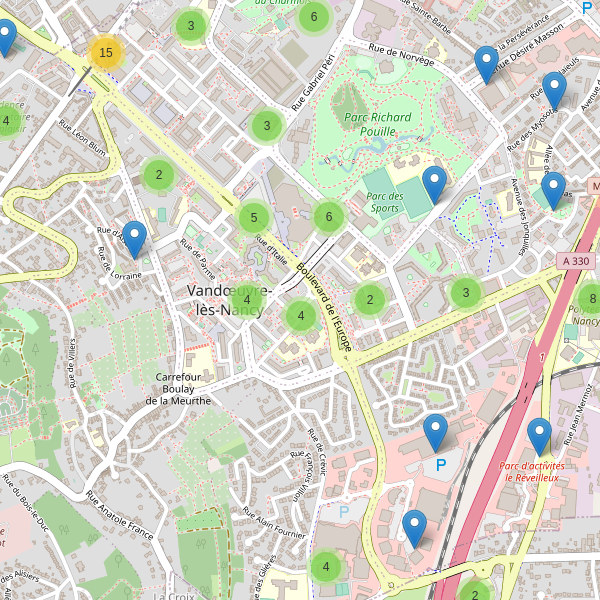Carte des stationnement-velos à Vandœuvre-lès-Nancy Thumbnail