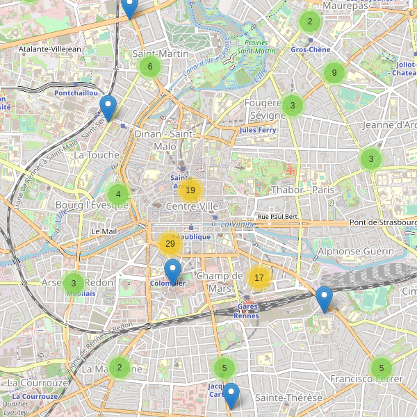 Carte des guichets-automatiques à Rennes Thumbnail