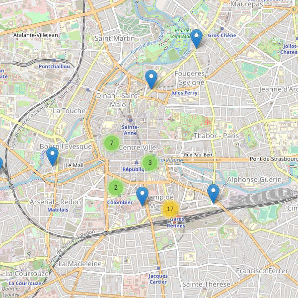 Thumbnail Carte des hôtels à Rennes