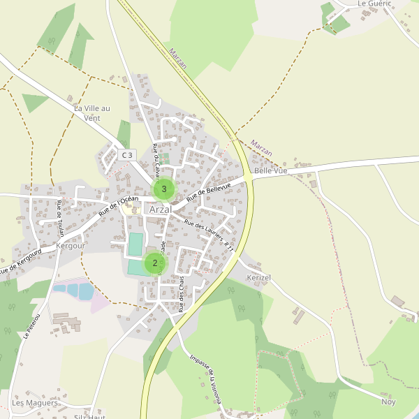 Carte des parkings à Arzal Thumbnail