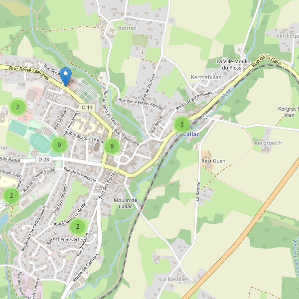 Carte des parkings à Callac (Côtes-d'Armor) Thumbnail
