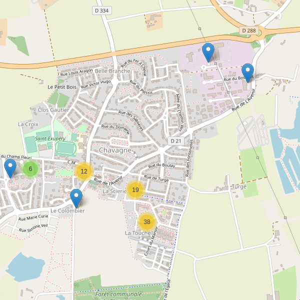 Carte des parkings à Chavagne Thumbnail