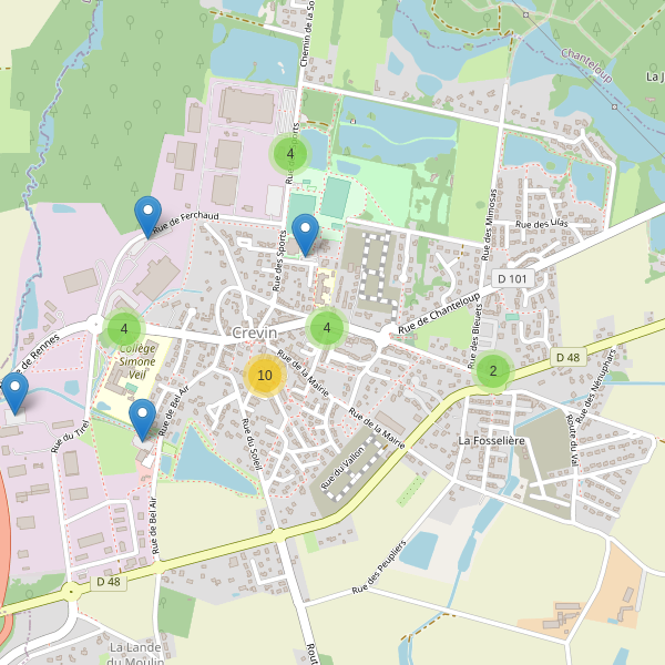 Carte des parkings à Crevin Thumbnail
