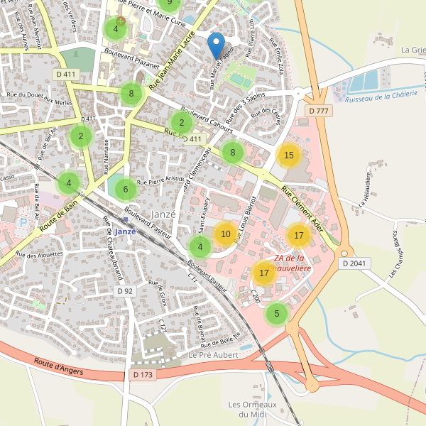 Carte des parkings à Janzé Thumbnail