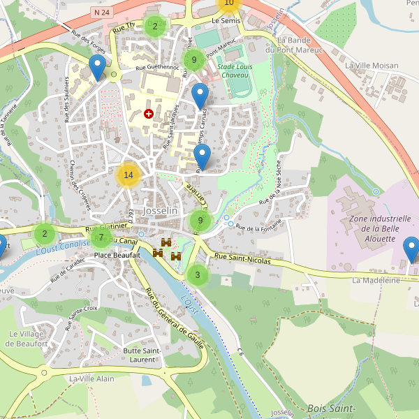 Carte des parkings à Josselin Thumbnail