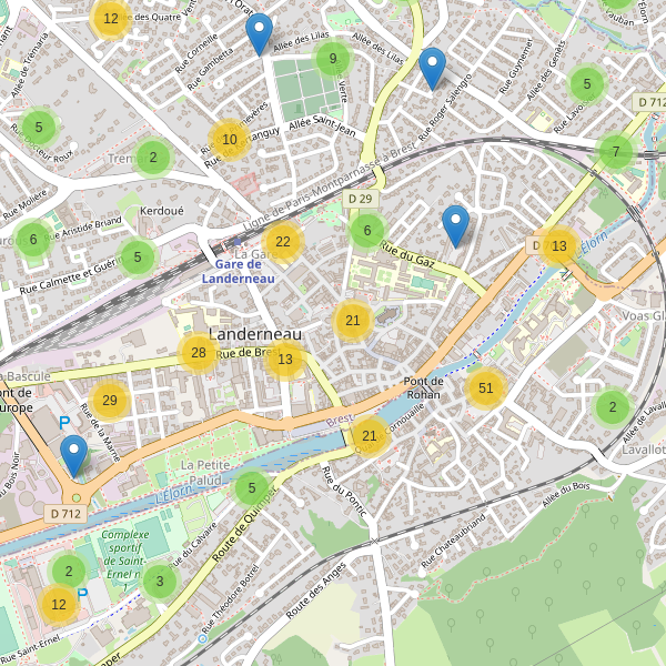 Carte des parkings à Landerneau Thumbnail