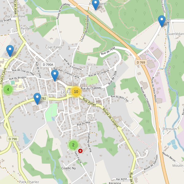 Carte des parkings à Le Faouët (Morbihan) Thumbnail