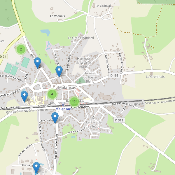 Carte des parkings à Malansac Thumbnail