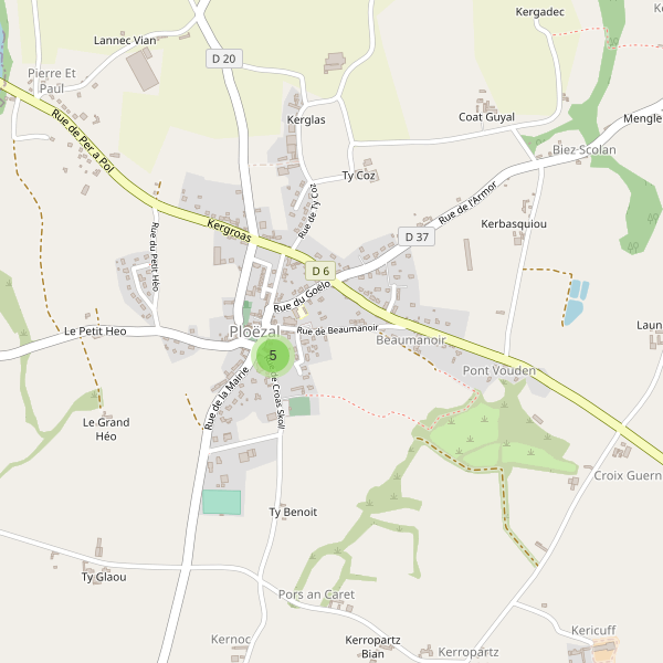 Carte des parkings à Ploëzal Thumbnail