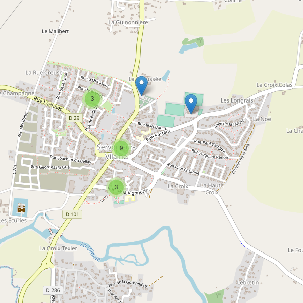 Carte des parkings à Servon-sur-Vilaine Thumbnail
