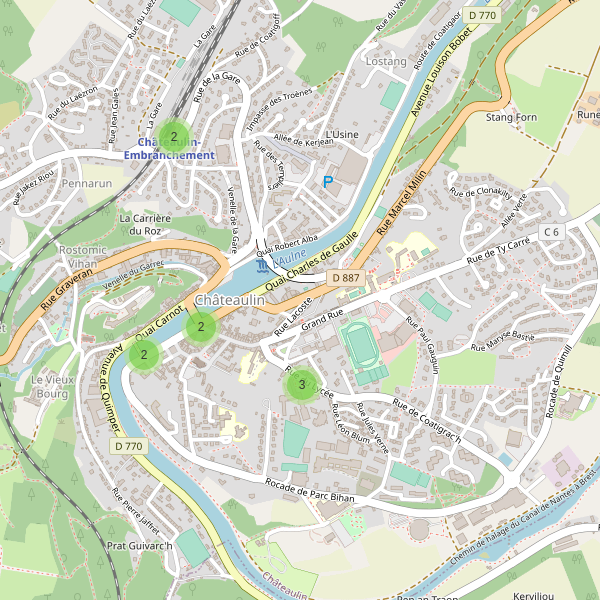 Carte des stationnement-velos à Châteaulin Thumbnail