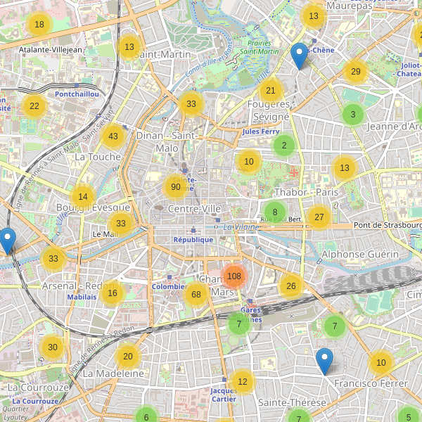 Carte des stationnement-velos à Rennes Thumbnail