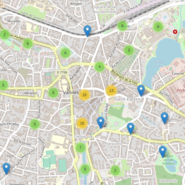Carte des stationnement-velos à Vannes Thumbnail