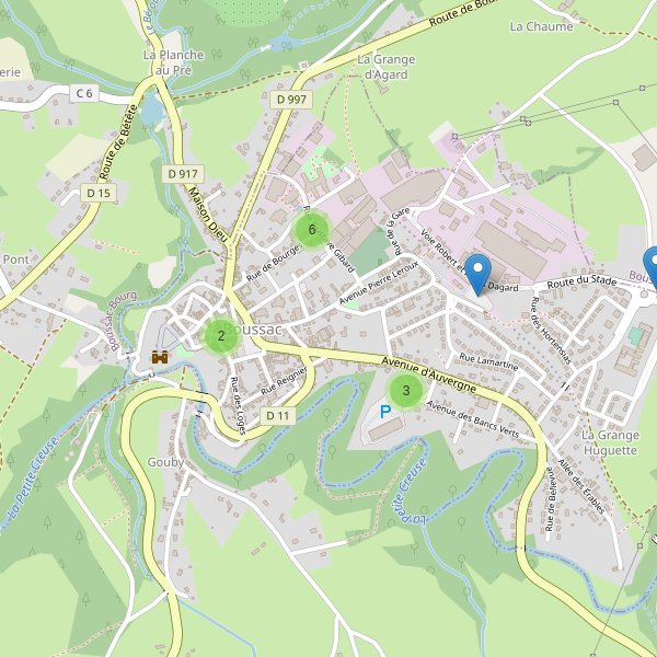Carte des parkings à Boussac (Creuse) Thumbnail