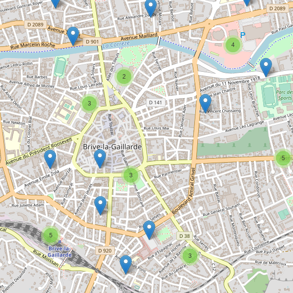 Thumbnail Carte des parkings à Brive-la-Gaillarde