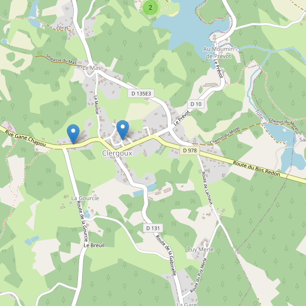 Carte des parkings à Clergoux Thumbnail