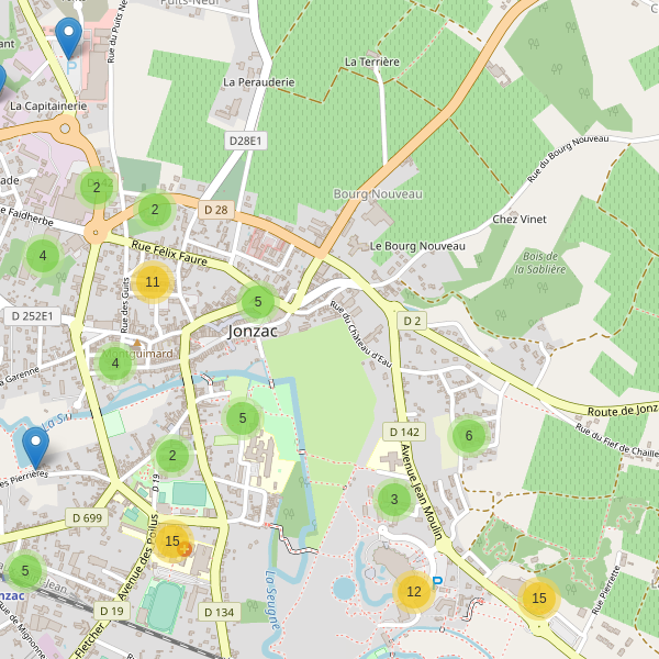 Carte des parkings à Jonzac Thumbnail