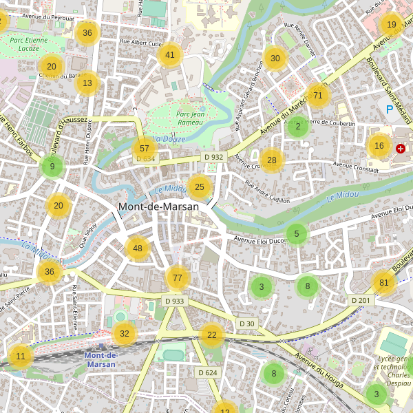 Thumbnail Carte des parkings à Mont-de-Marsan