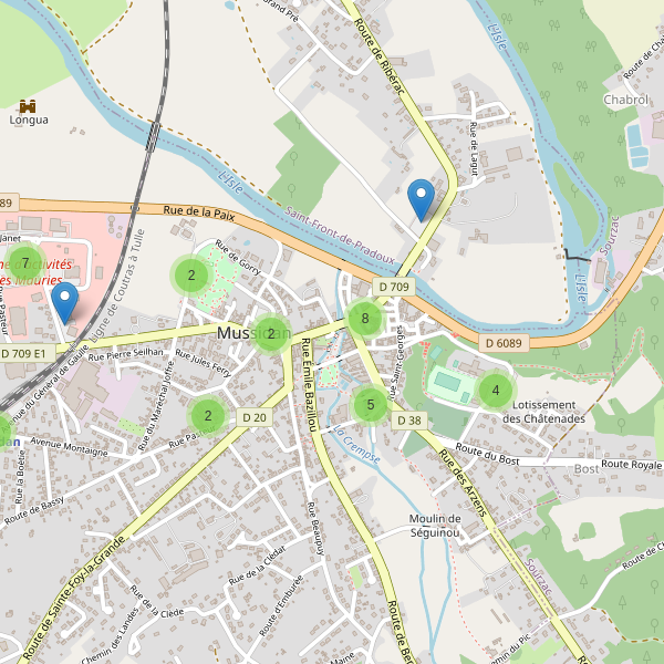 Carte des parkings à Mussidan Thumbnail