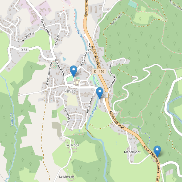 Carte des parkings à Naves (Corrèze) Thumbnail
