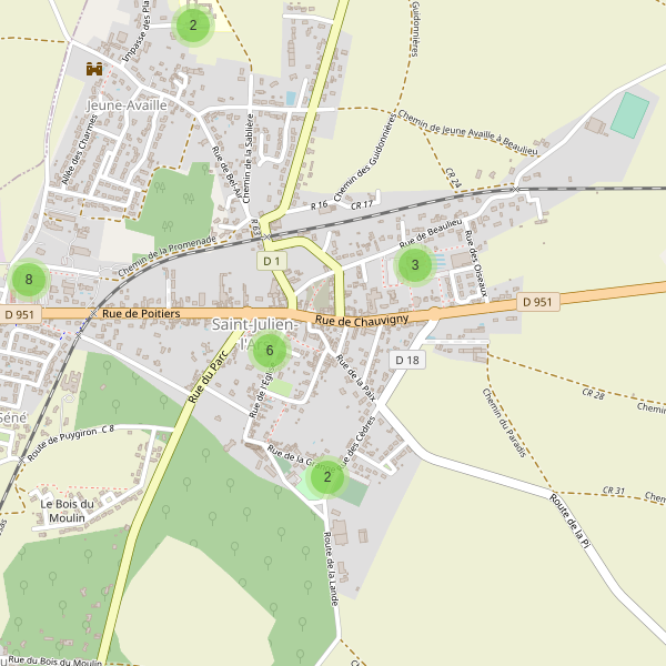 Carte des parkings à Saint-Julien-l'Ars Thumbnail